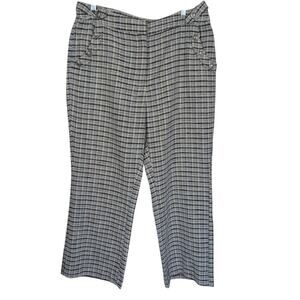 Bcbgeneration Large Pants Tweed Woven Blue Cream Crop High Rise Silver Buttons